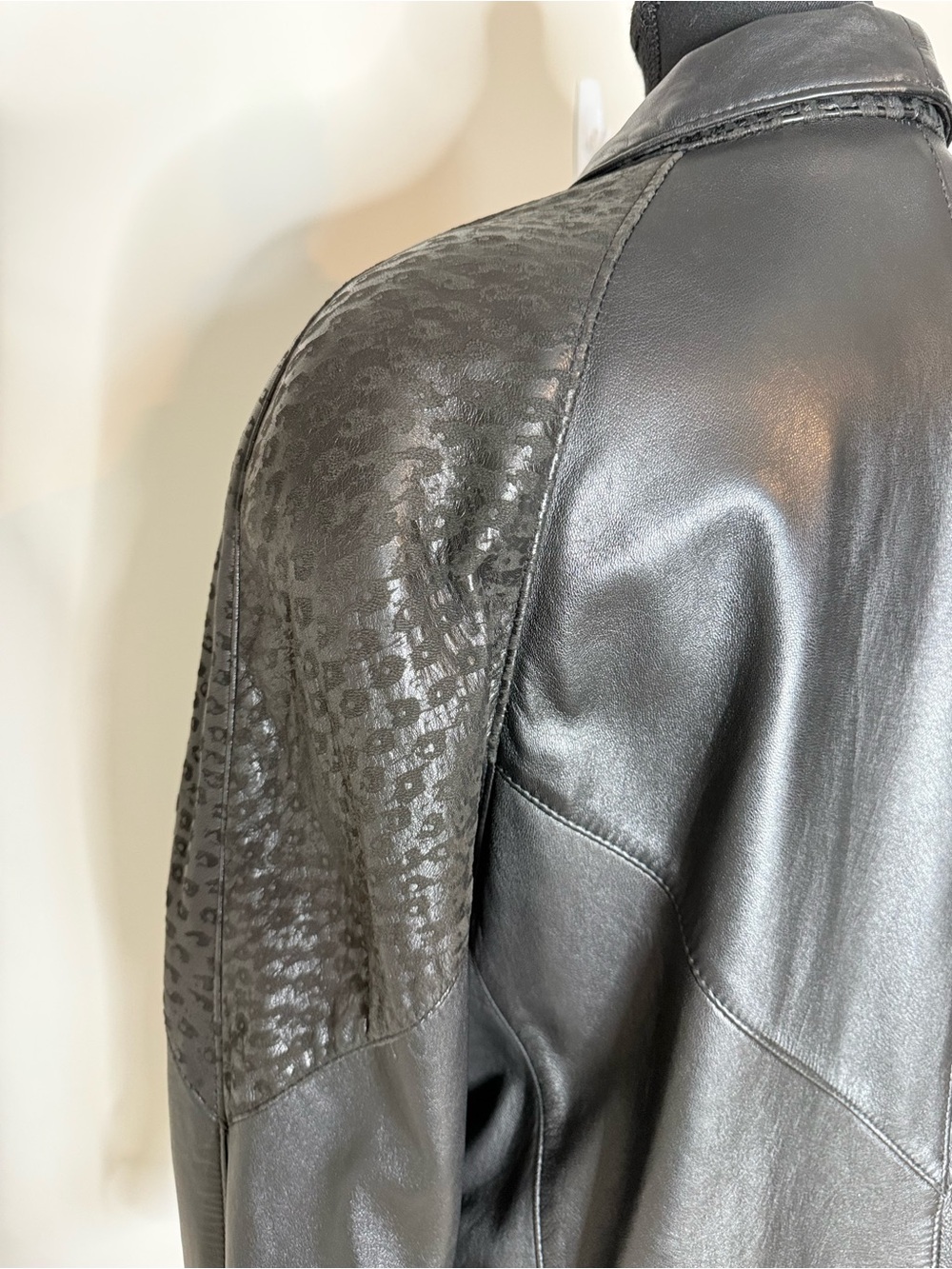 BRAEMAR Diane Charles Vintage 80’s Black Leather Jacket Zipper Oversized Medium - Picture 13 of 14